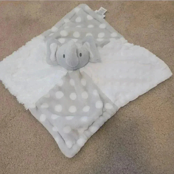 Baby essentials grey white plush elephant baby security blanket - Picture 5 of 5